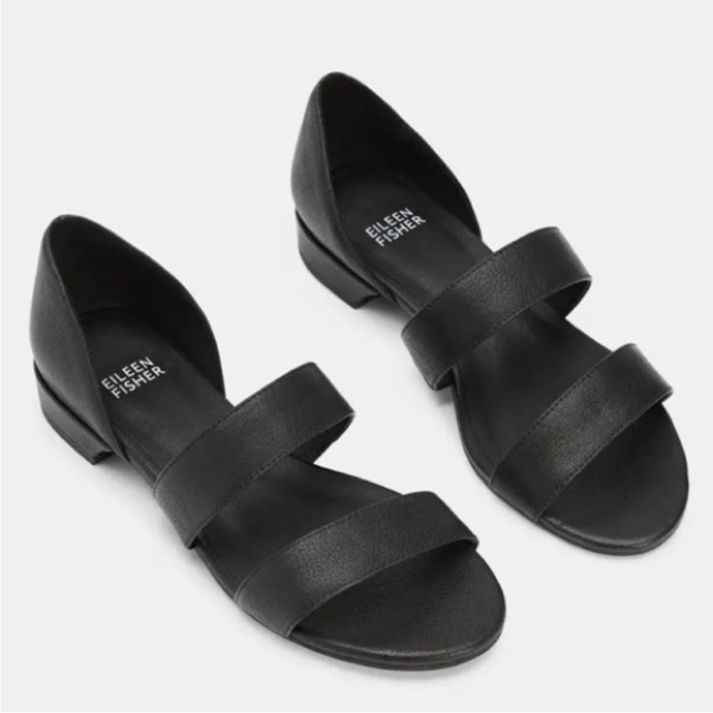 Eileen‎ Fisher Val Double Strap Sandal Leather Women’s Closed Heel 9.5